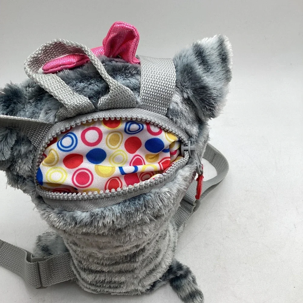 Ty Beanie Boos Kiki Grey Cat Plush Backpack Pink Glitter Eyes Striped 95003